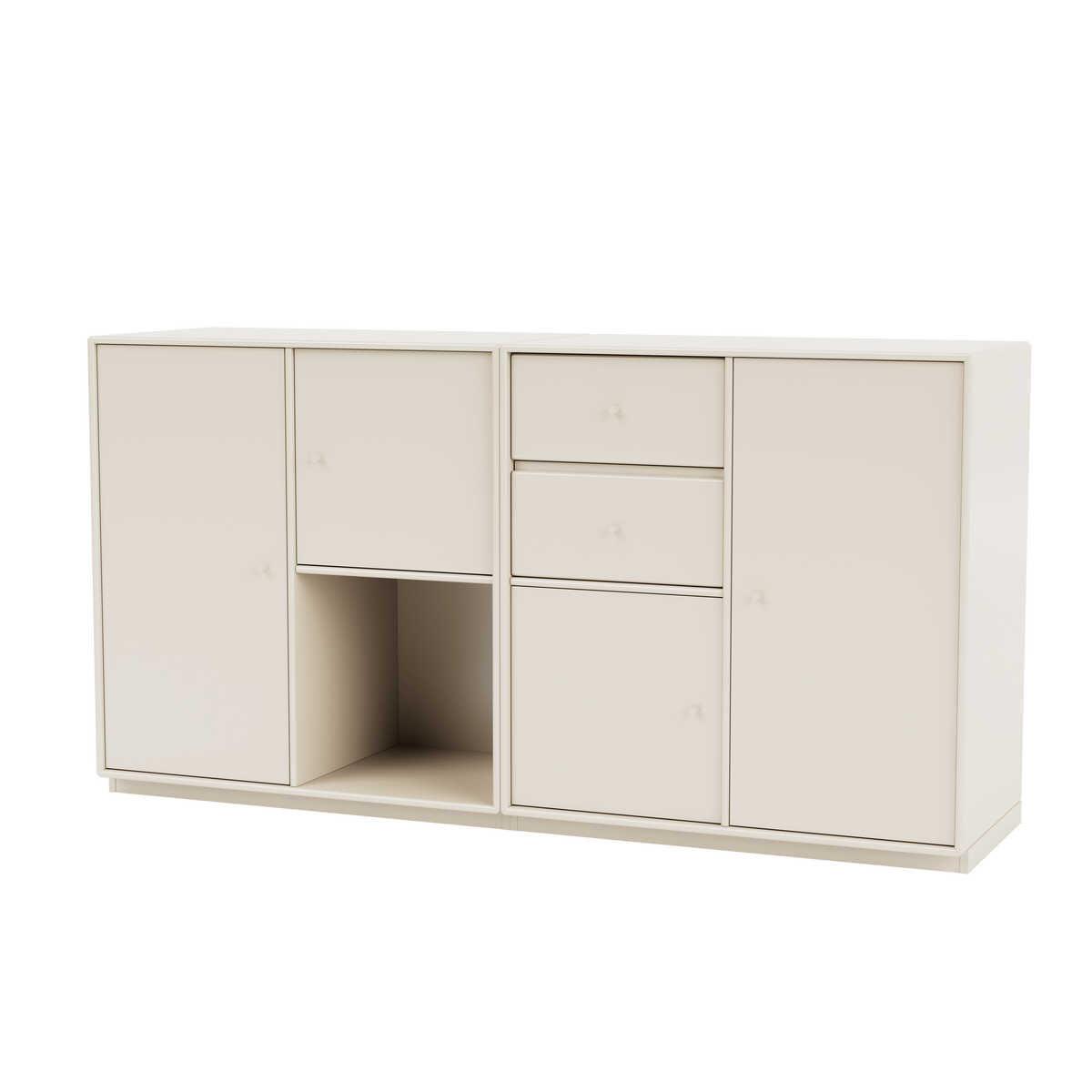 Buffet Couple Quick Ship, laque 158 Oat, sur socle de 3 cm, packshot Montana