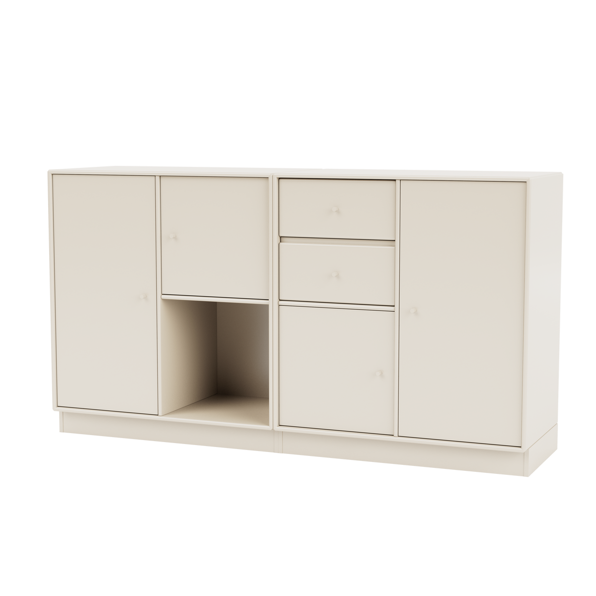 Buffet Couple Quick Ship, laque 158 Oat, sur socle de 7 cm, packshot Montana