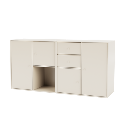 Buffet Couple Quick Ship, laque 158 Oat, suspendu au mur, packshot Montana