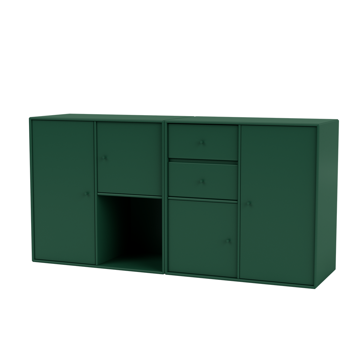 Buffet Couple Quick Ship, laque 136 Pine, suspendu au mur, packshot Montana