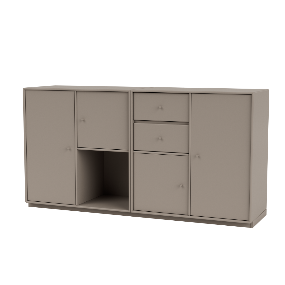 Buffet Couple Quick Ship, laque 141 Truffle, sur socle de 3 cm, packshot Montana
