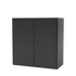 Meuble de rangement Cover Montana, laque 04 Anthracite, suspendu au rail mural, vue de trois quarts sur fond blanc