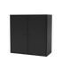 Meuble de rangement Cover Montana, laque 05 Black, suspendu au rail mural, vue de trois quarts sur fond blanc