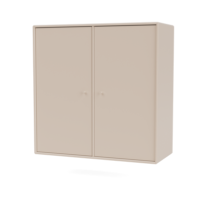 Meuble de rangement Cover Montana, laque 168 Clay, suspendu au rail mural, vue de trois quarts sur fond blanc