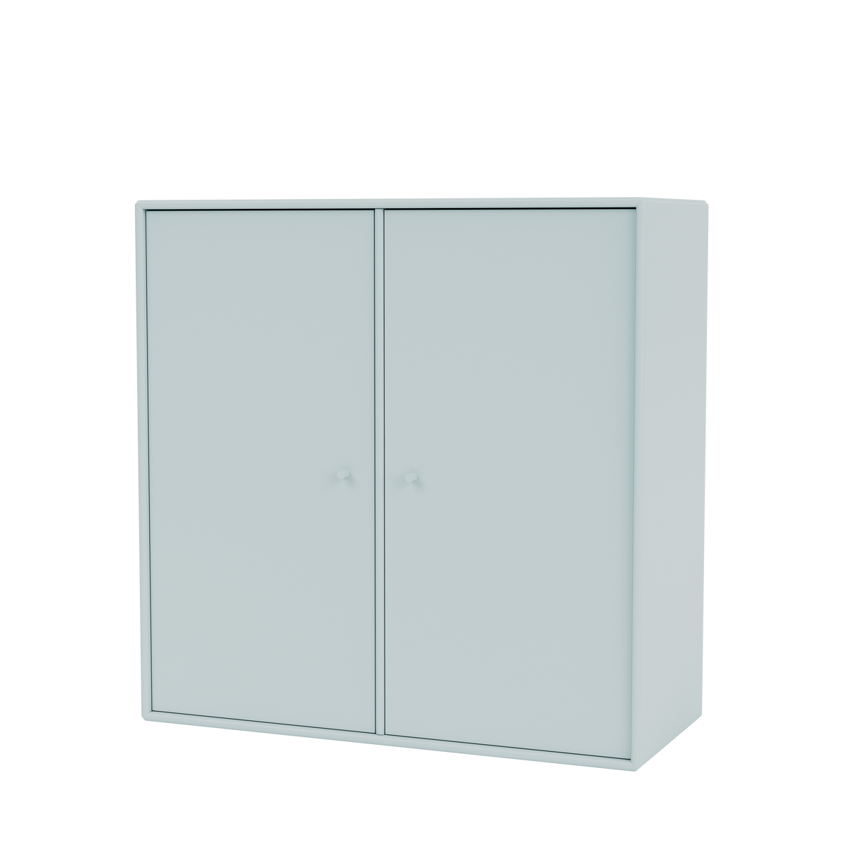 Meuble de rangement Cover Montana, laque 148 Flint, suspendu au rail mural, vue de trois quarts sur fond blanc