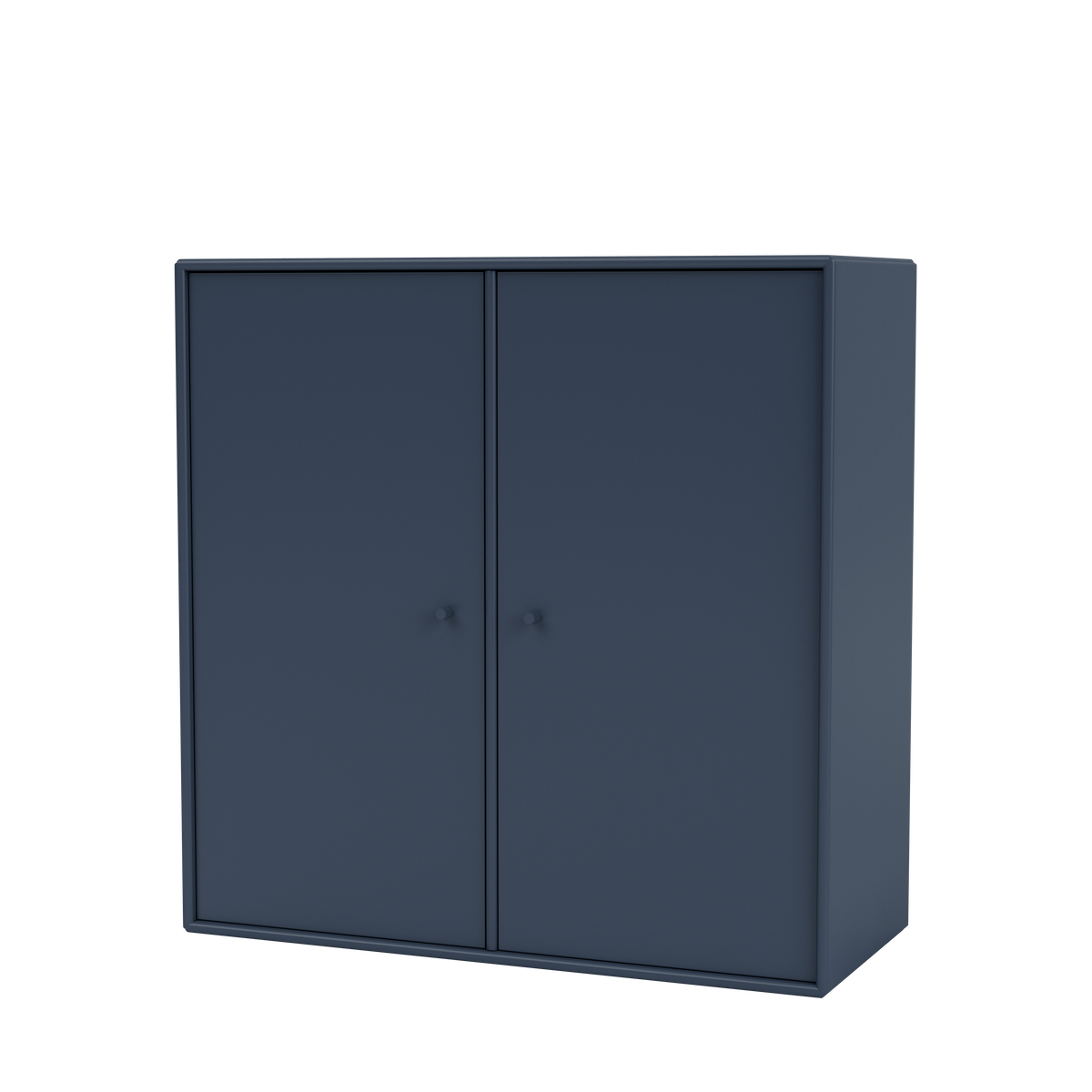Meuble de rangement Cover Montana, laque 138 Juniper, suspendu au rail mural, vue de trois quarts sur fond blanc