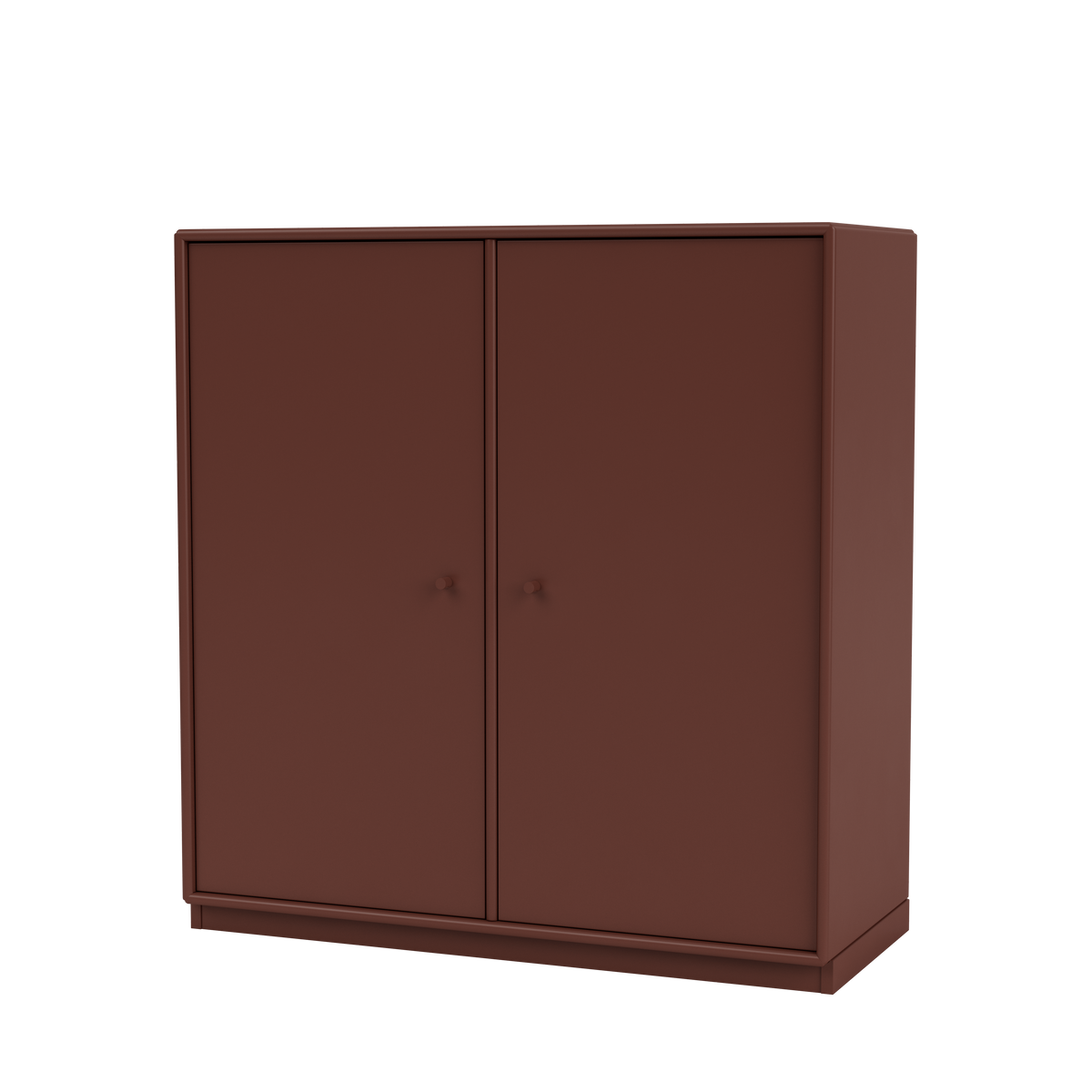 Meuble de rangement Cover Montana, laque 155 Masala, sur socle de 3 cm, vue de trois quarts sur fond blanc