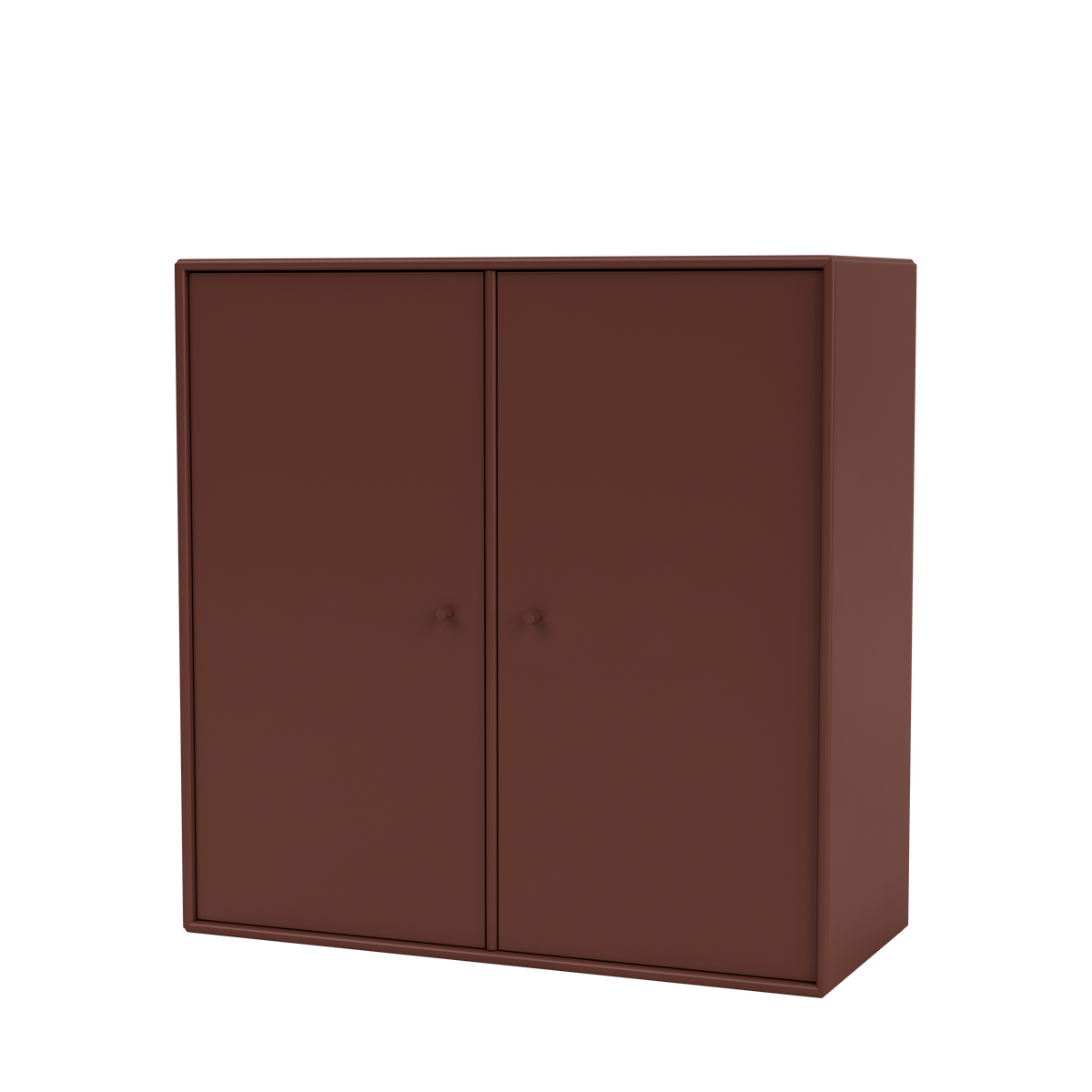 Meuble de rangement Cover Montana, laque 155 Masala, suspendu au rail mural, vue de trois quarts sur fond blanc