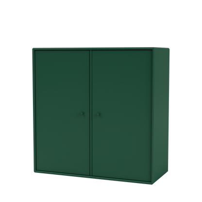 Meuble de rangement Cover Montana, laque 136 Pine, suspendu au rail mural, vue de trois quarts sur fond blanc