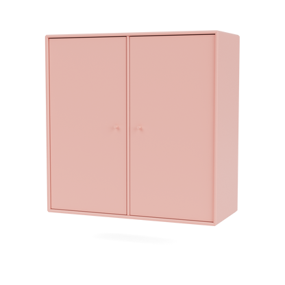 Meuble de rangement Cover Montana, laque 167 Ruby, suspendu au rail mural, vue de trois quarts sur fond blanc