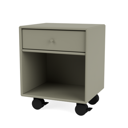 Table de chevet Dream Quick Ship, laque 144 Fennel, sur roulettes, packshot Montana