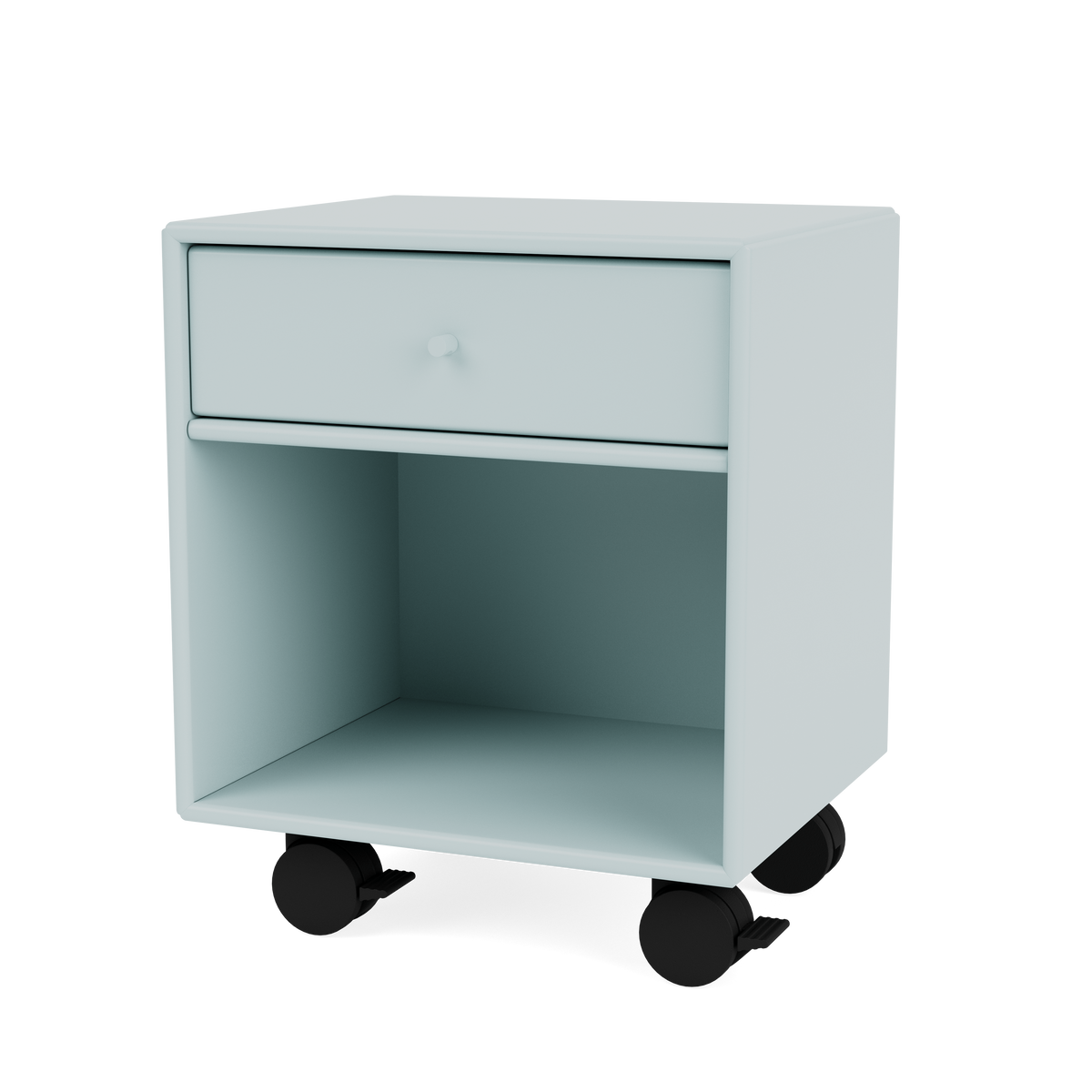 Table de chevet Dream Quick Ship, laque 148 Flint, sur roulettes, packshot Montana