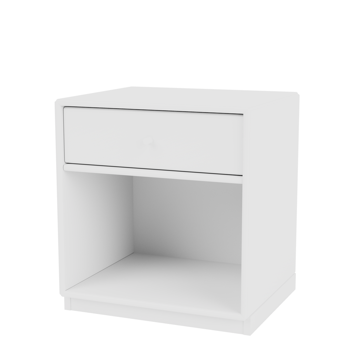 Table de chevet Dream Quick Ship, laque 101 New White, sur socle de 3 cm, packshot Montana