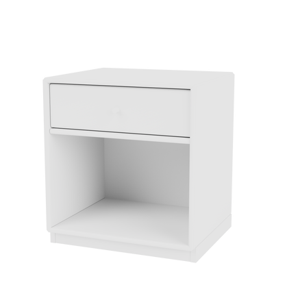 Table de chevet Dream Quick Ship, laque 101 New White, sur socle de 3 cm, packshot Montana