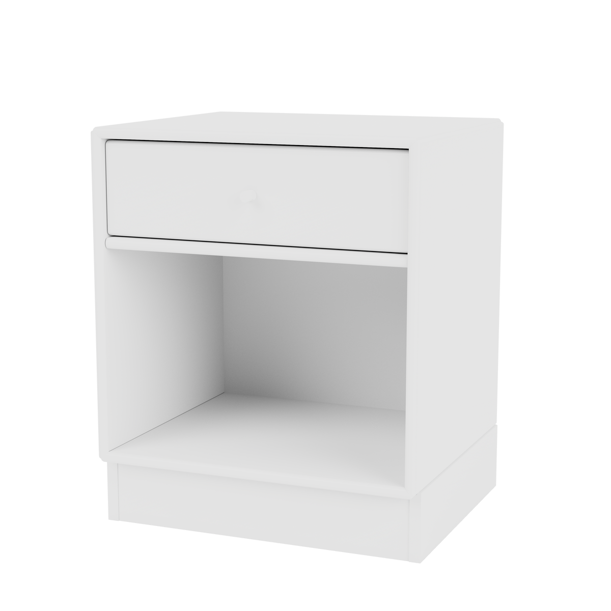 Table de chevet Dream Quick Ship, laque 101 New White, sur socle de 7 cm, packshot Montana