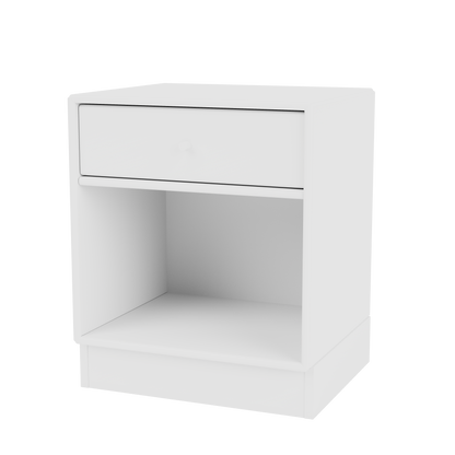 Table de chevet Dream Quick Ship, laque 101 New White, sur socle de 7 cm, packshot Montana