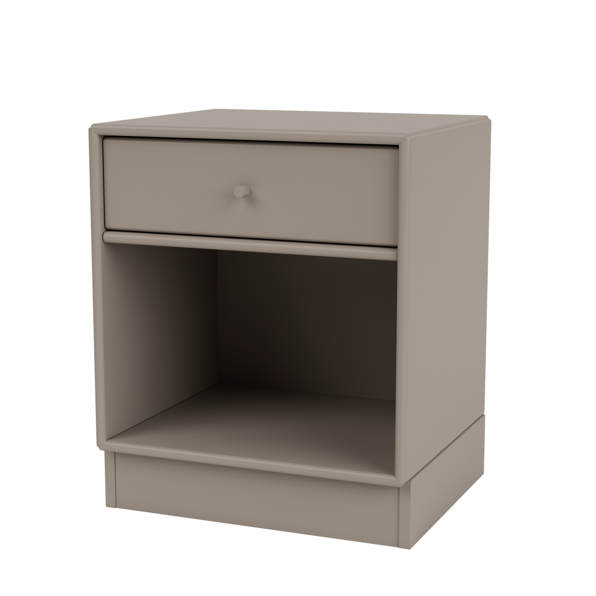 Table de chevet Dream Quick Ship, laque 141 Truffle, sur socle de 7 cm, packshot Montana