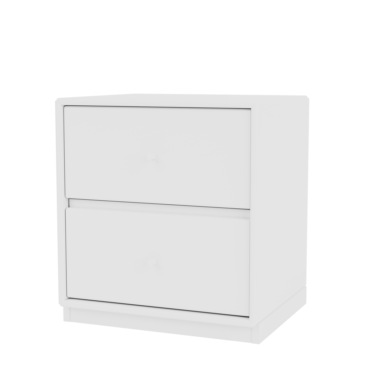 Table de chevet Drift Quick Ship, laque 101 New White, sur socle de 3 cm, packshot Montana