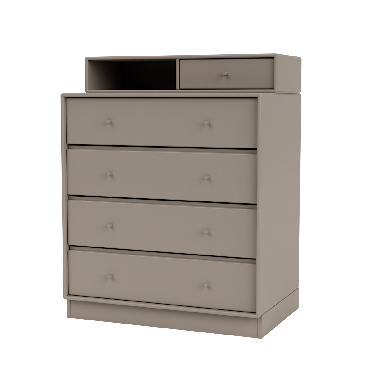 Commode Keep Quick Ship, laque 141 Truffle, sur socle de 7 cm, packshot Montana