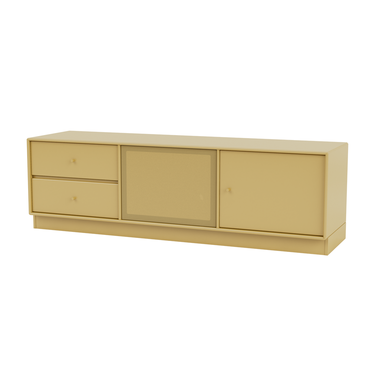Meuble TV Octave VI Quick Ship, laque 157 Cumin, sur socle de 7 cm, packshot Montana