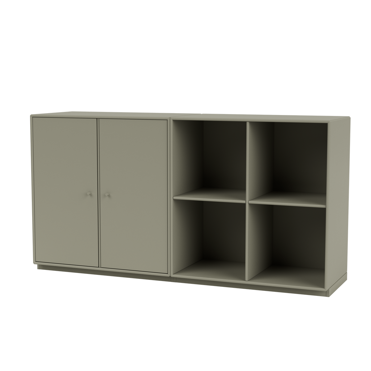 Buffet Pair Quick Ship, laque 144 Fennel, sur socle de 3 cm, packshot Montana