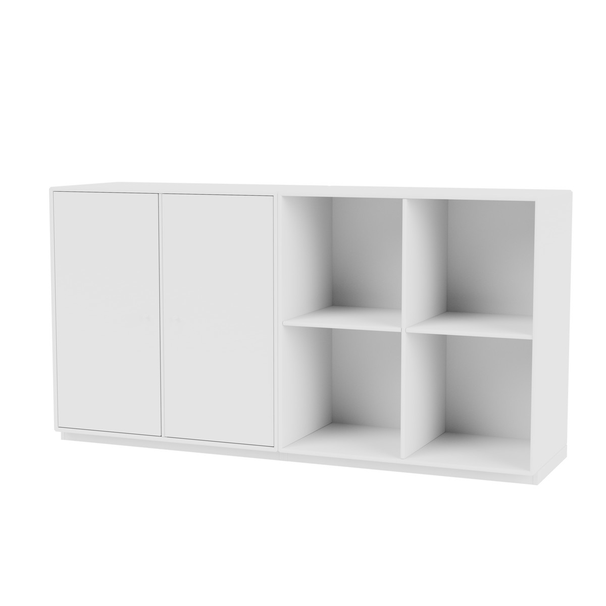 Buffet Pair Quick Ship, laque 101 New White, sur socle de 3 cm, packshot Montana
