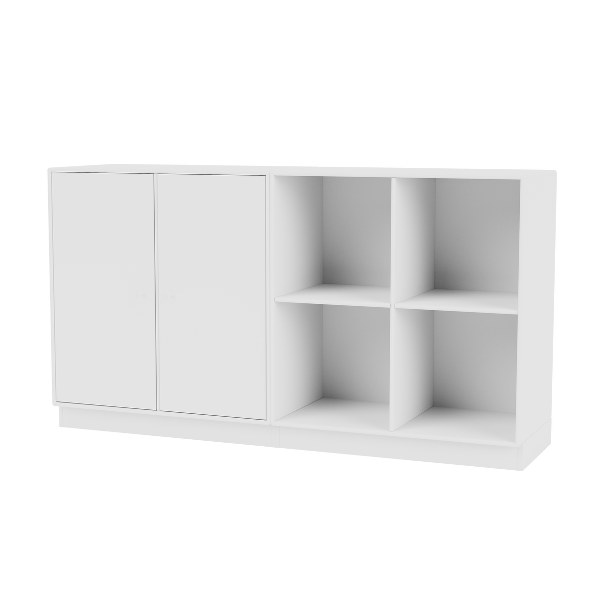 Buffet Pair Quick Ship, laque 101 New White, sur socle de 7 cm, packshot Montana