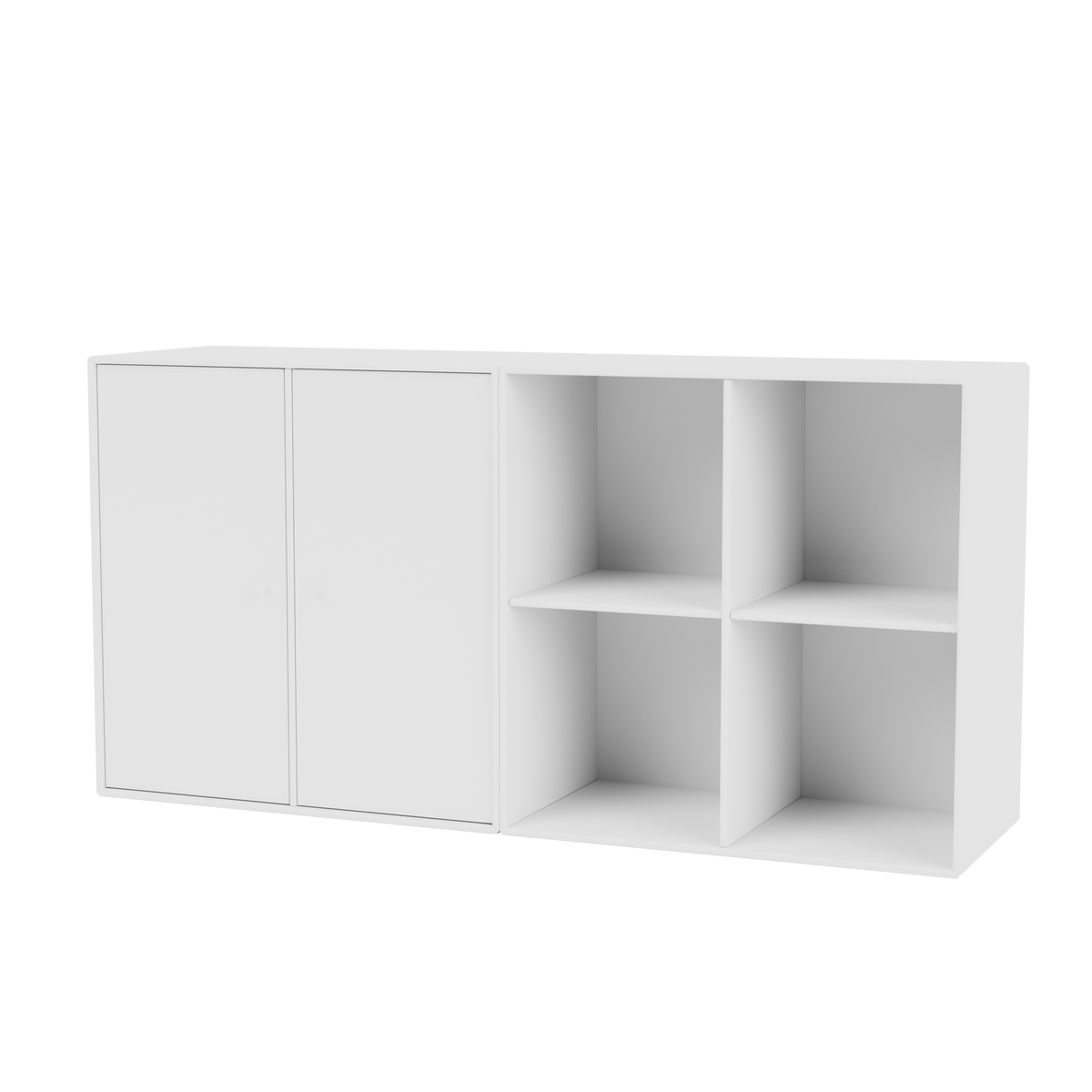 Buffet Pair Quick Ship, laque 101 New White, suspendu au mur, packshot Montana