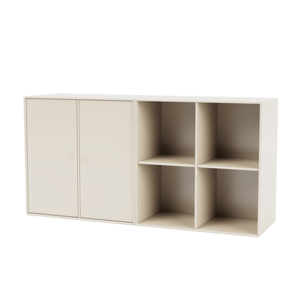 Buffet Pair Quick Ship, laque 158 Oat, suspendu au mur, packshot Montana
