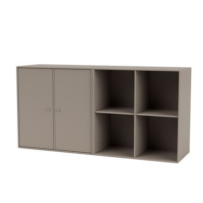 Buffet Pair Quick Ship, laque 141 Truffle, suspendu au mur, packshot Montana