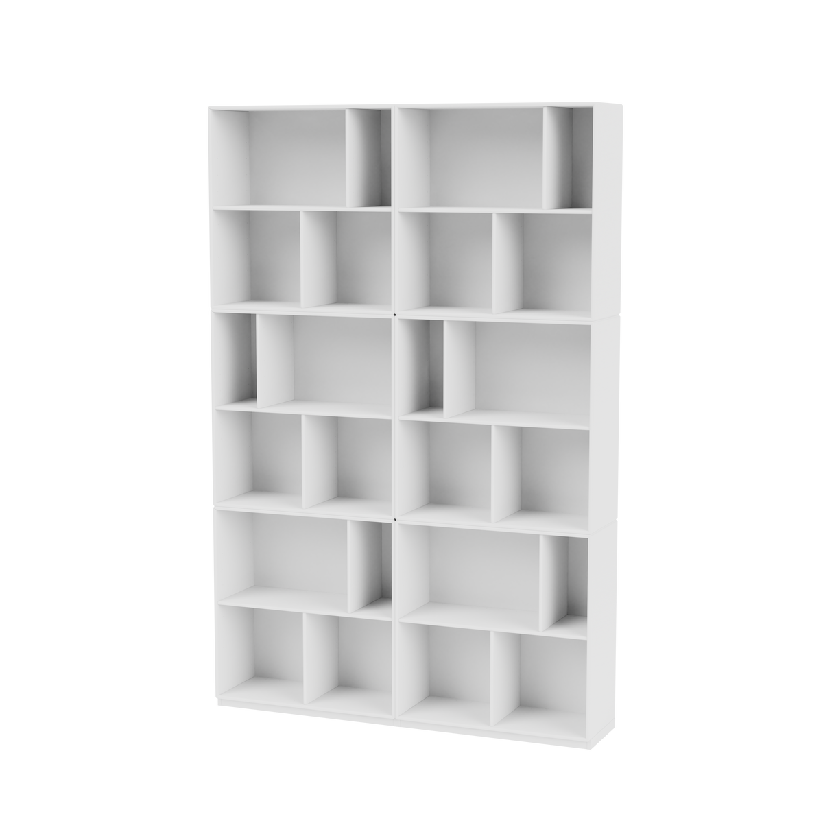Bibliothèque Read Quick Ship, laque 101 New White, sur socle de 3 cm, packshot Montana