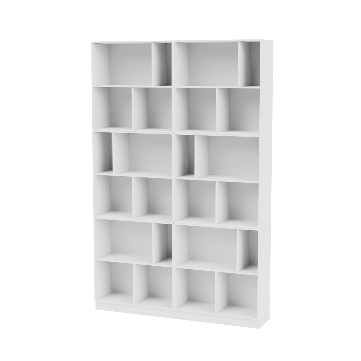 Bibliothèque Read Quick Ship, laque 101 New White, sur socle de 7 cm, packshot Montana