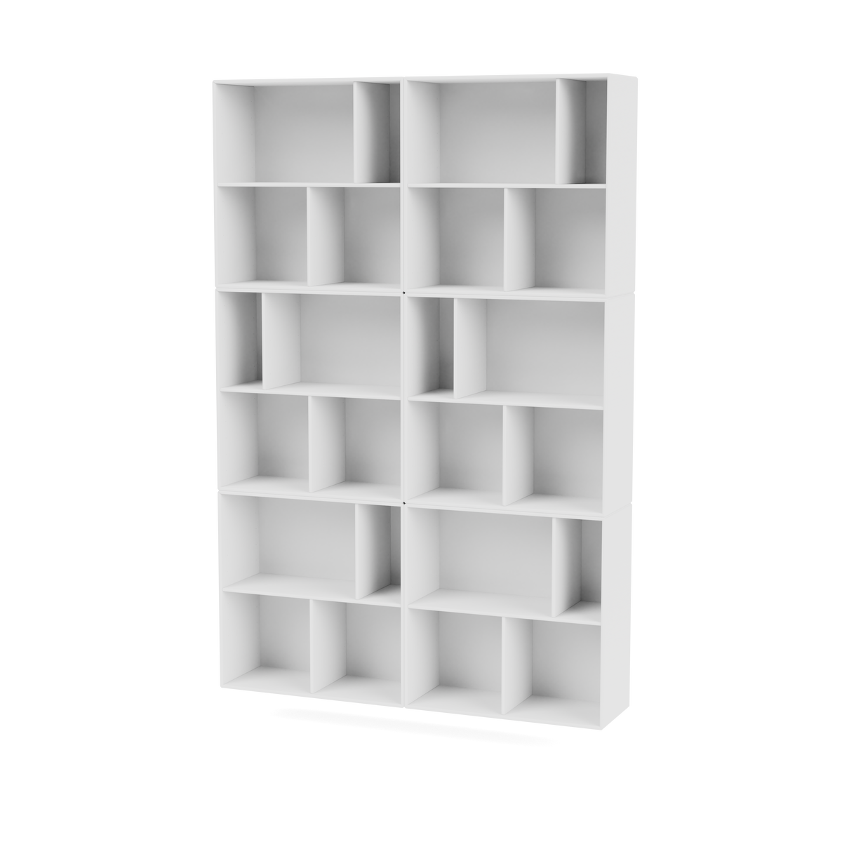 Bibliothèque Read Quick Ship, laque 101 New White, suspendu au mur, packshot Montana