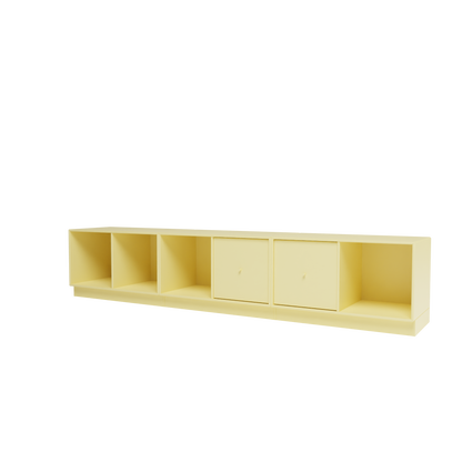 Banc Rest III Montana, laque 159 Camomile, sur socle de 7 cm, vue de trois quarts sur fond blanc