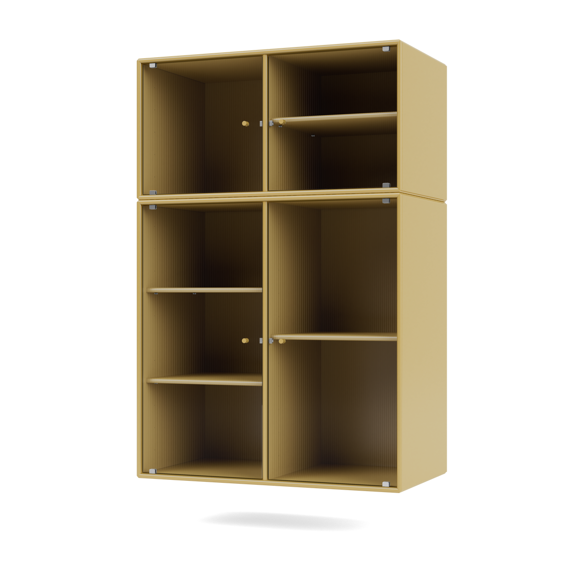 Vitrine Ripple III Quick Ship, laque 157 Cumin, suspendu au mur, packshot Montana