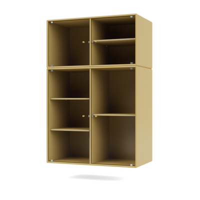Vitrine Ripple III Quick Ship, laque 157 Cumin, suspendu au mur, packshot Montana