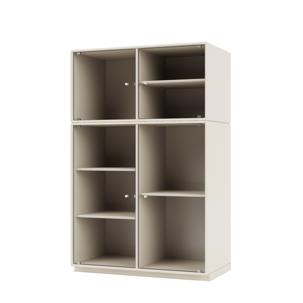 Vitrine Ripple III Quick Ship, laque 158 Oat, sur socle de 3 cm, packshot Montana