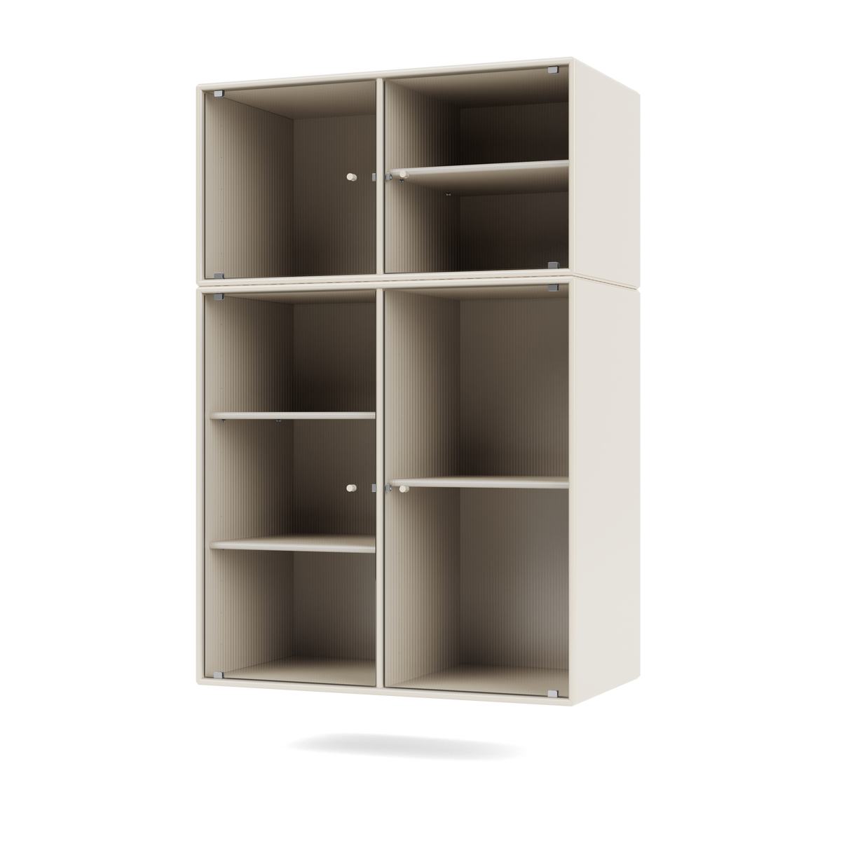 Vitrine Ripple III Quick Ship, laque 158 Oat, suspendu au mur, packshot Montana