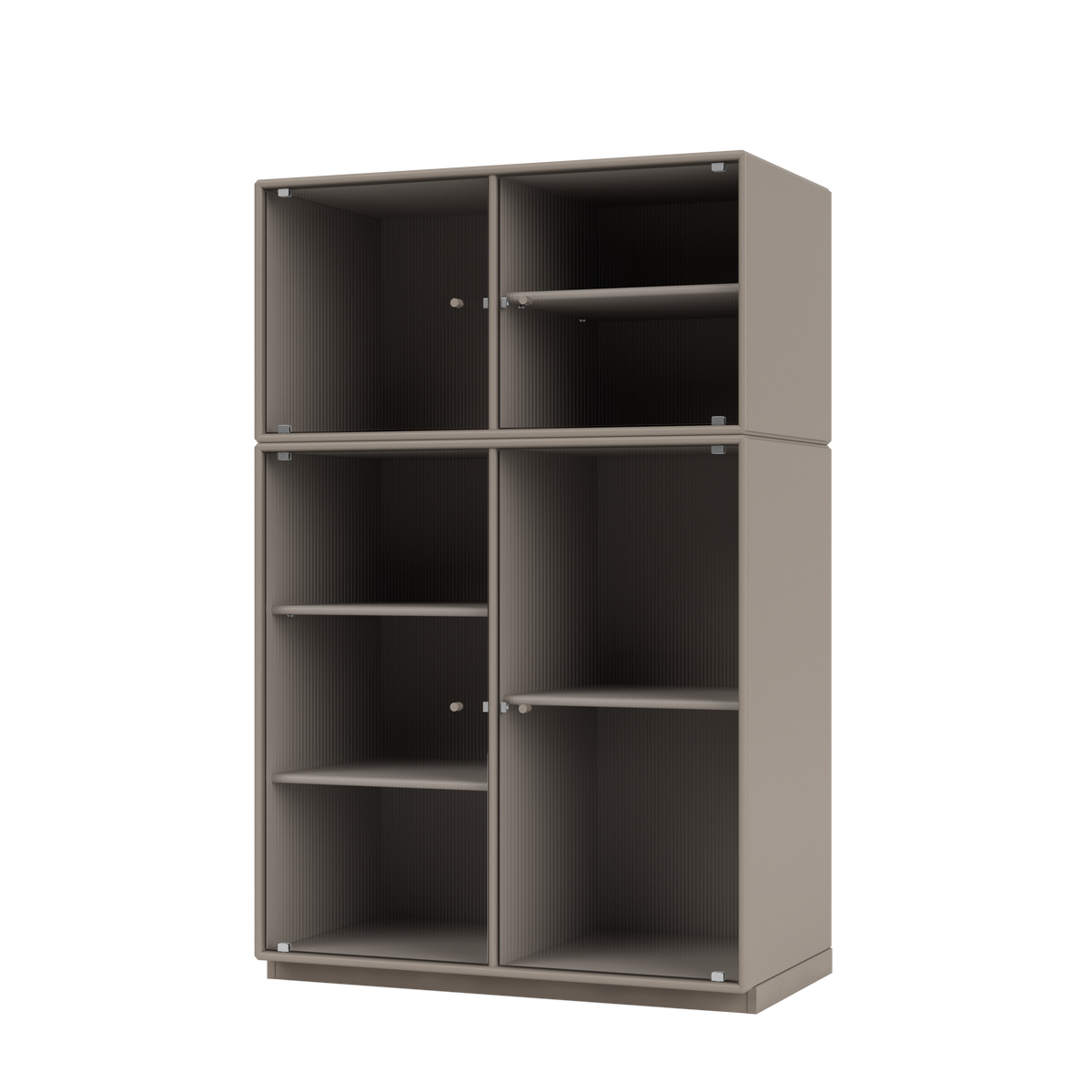 Vitrine Ripple III Quick Ship, laque 141 Truffle, sur socle de 3 cm, packshot Montana