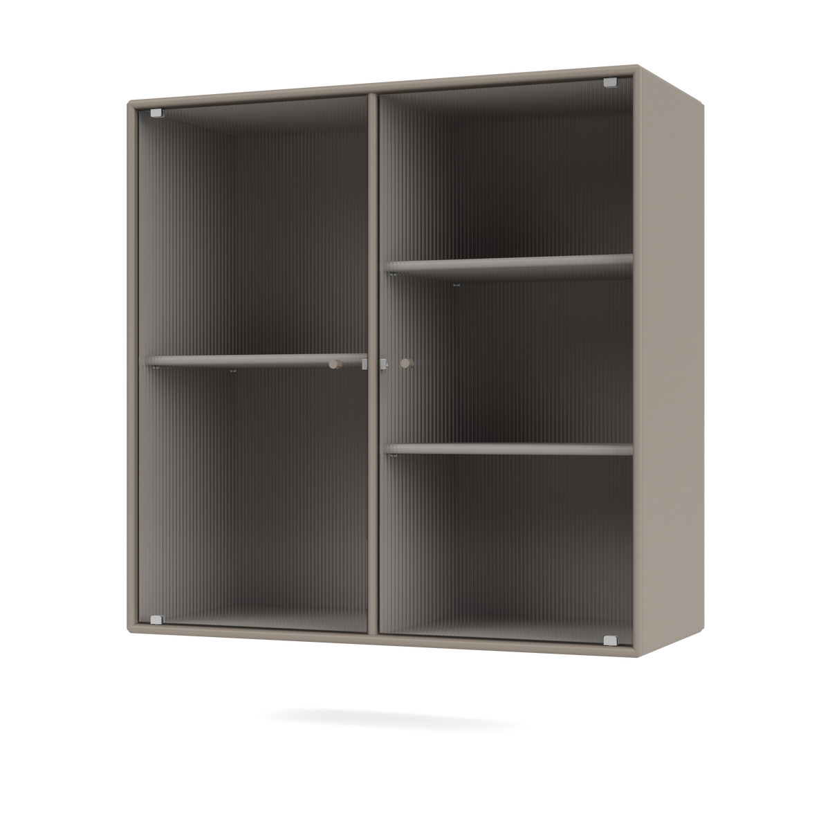 Vitrine Ripple II Quick Ship, laque 141 Truffle, suspendu au mur, packshot Montana