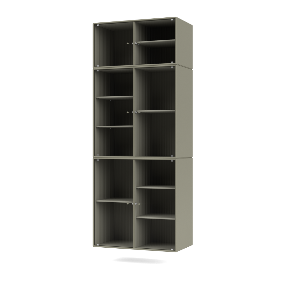 Vitrine Ripple IV Quick Ship, laque 144 Fennel, suspendu au mur, packshot Montana