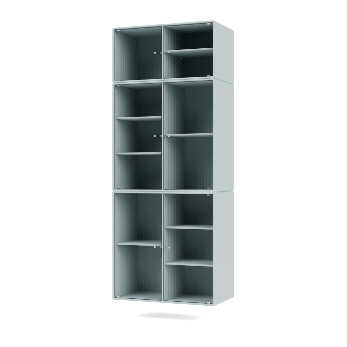 Vitrine Ripple IV Quick Ship, laque 148 Flint, suspendu au mur, packshot Montana