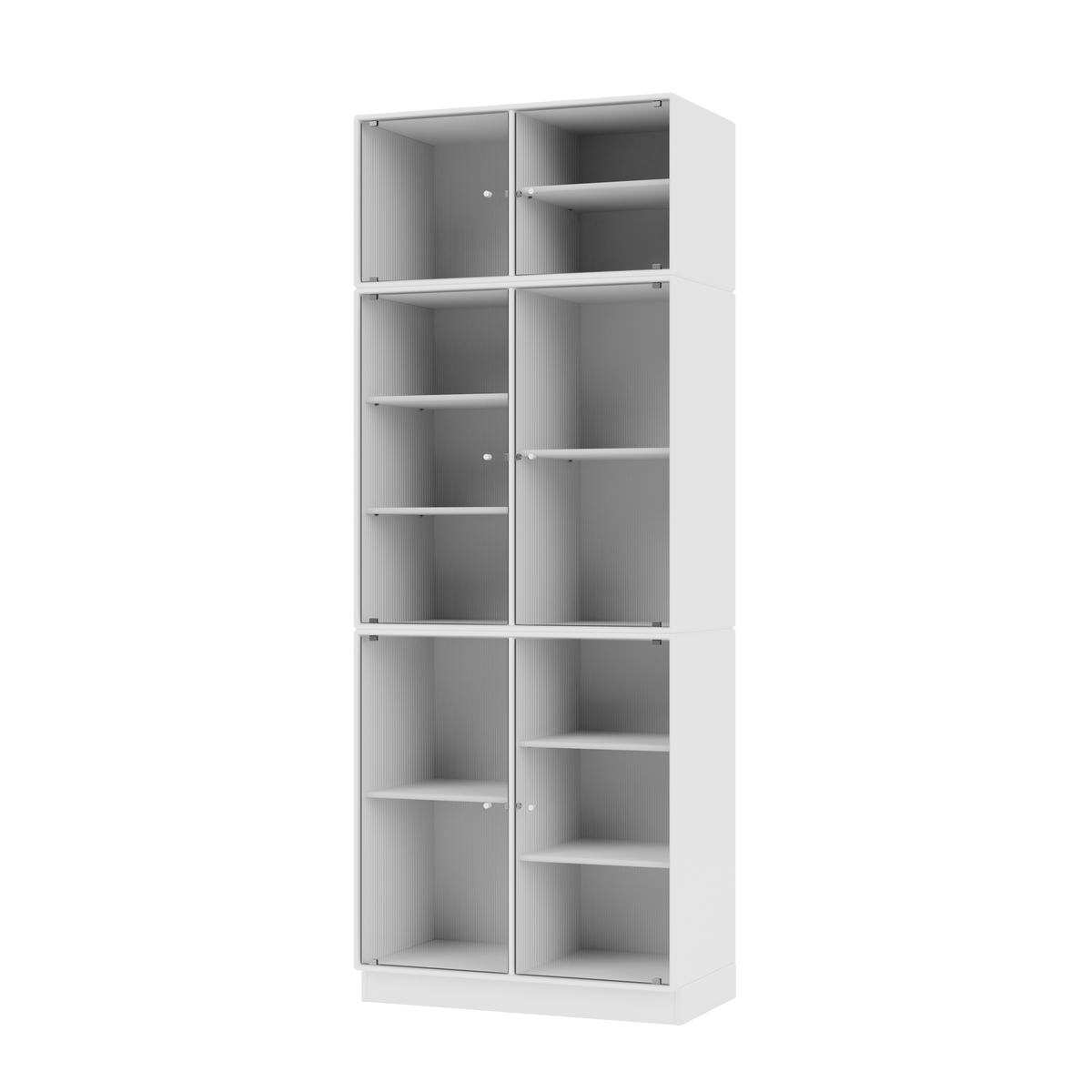 Vitrine Ripple IV Quick Ship, laque 101 New White, sur socle de 7 cm, packshot Montana