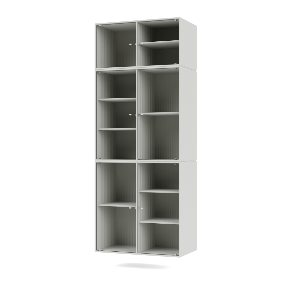 Vitrine Ripple IV Quick Ship, laque 09 Nordic, suspendu au mur, packshot Montana