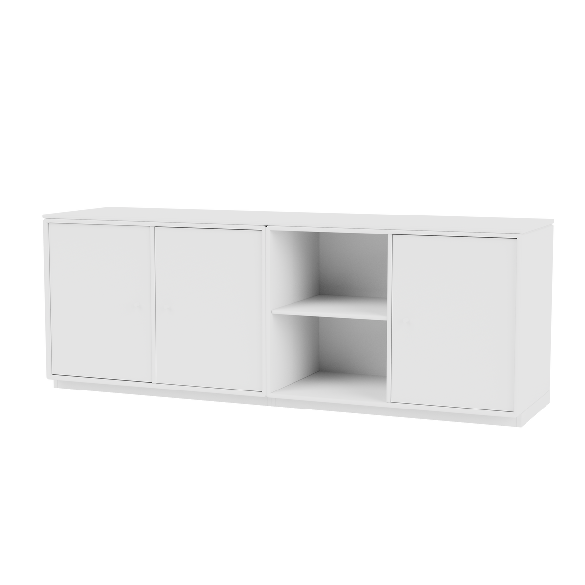 Meuble bas Save Quick Ship, laque 101 New White, sur socle de 3 cm, packshot Montana