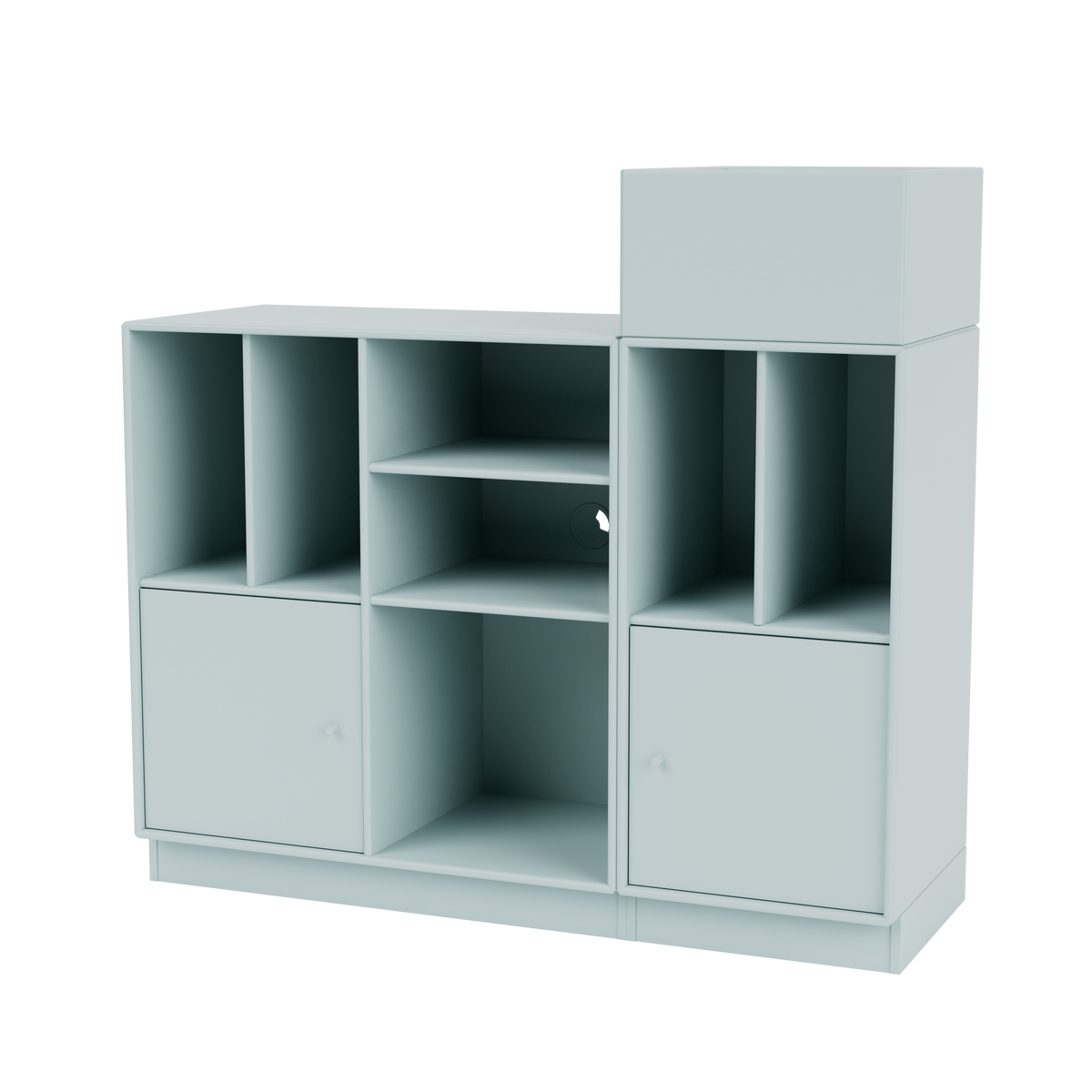 Rangement à vinyles Spin III Quick Ship, laque 148 Flint, sur socle de 7 cm, packshot Montana
