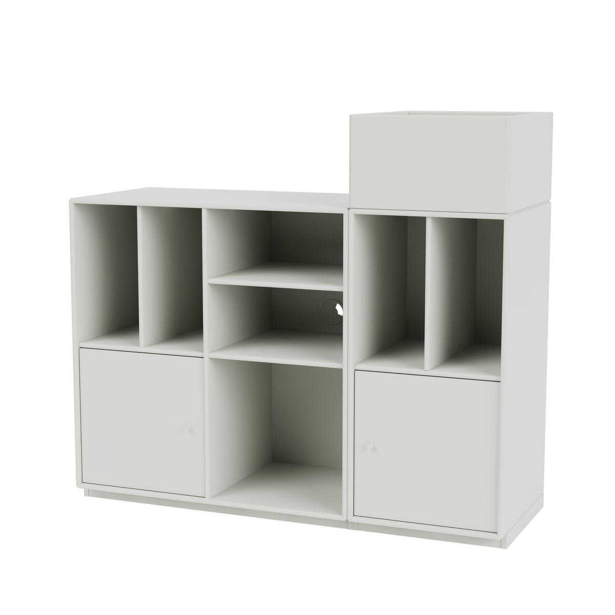 Rangement à vinyles Spin III Quick Ship, laque 09 Nordic, sur socle de 3 cm, packshot Montana