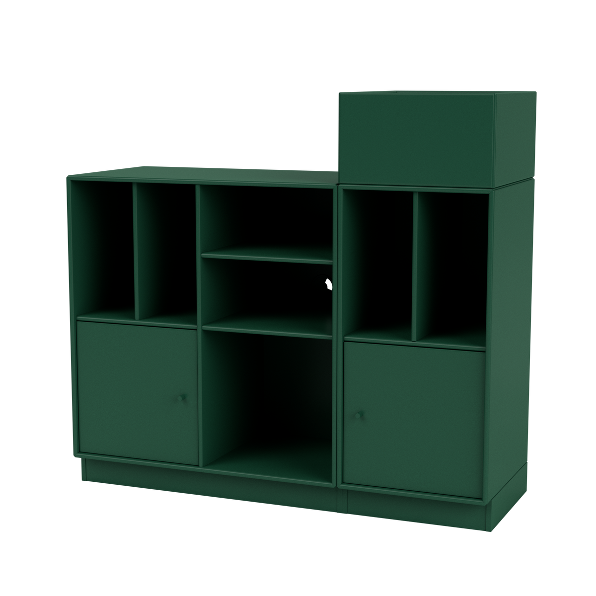 Rangement à vinyles Spin III Quick Ship, laque 136 Pine, sur socle de 7 cm, packshot Montana