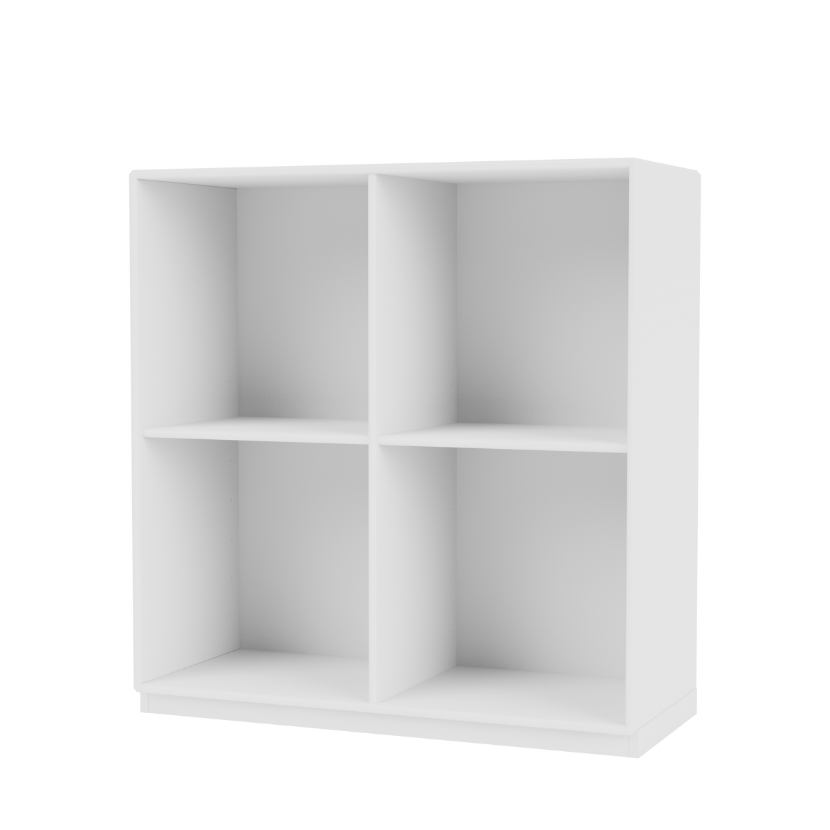 Bibliothèque Show Quick Ship, laque 101 New White, sur socle de 3 cm, packshot Montana