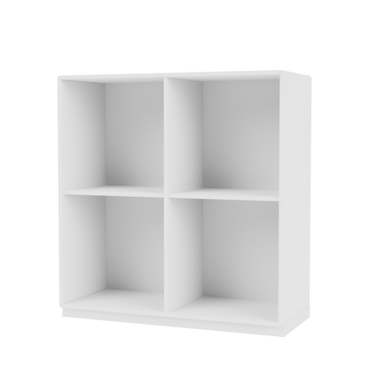 Bibliothèque Show Quick Ship, laque 101 New White, sur socle de 3 cm, packshot Montana
